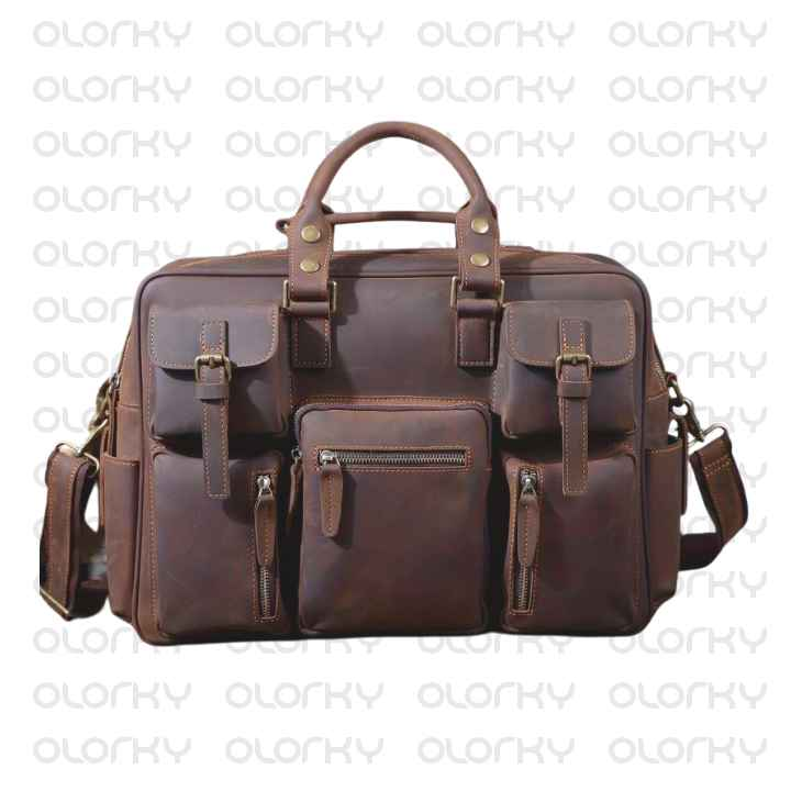 Dark Brown Vintage Leather Laptop Bag