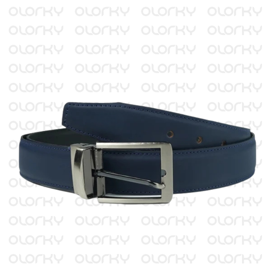 2-in-1 Reversible Leather Belt - Black + Blue