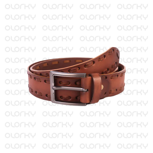 Hand-woven Leather Belt - Tan