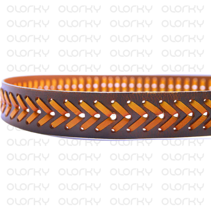 Hand-woven Leather Belt - Brown + Tan