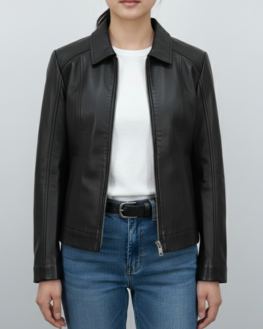 Ava - (Black) Sheep Leather Jacket