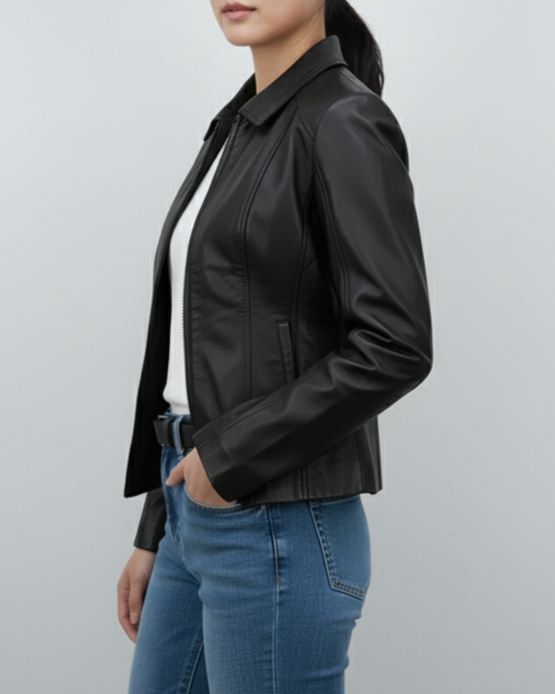 Ava - (Black) Sheep Leather Jacket