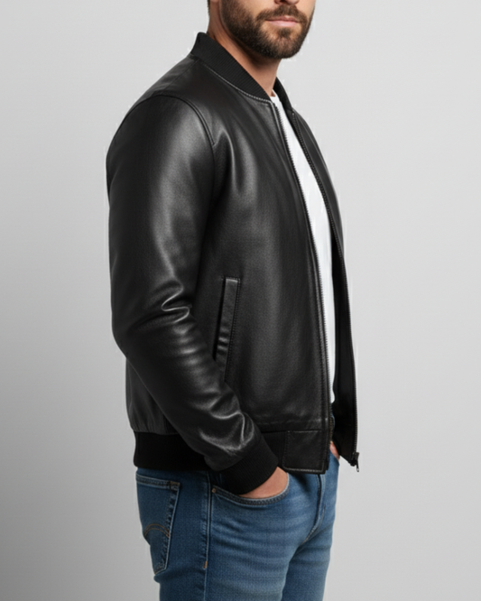 Bomber - (Black) Sheep Leather Jacket