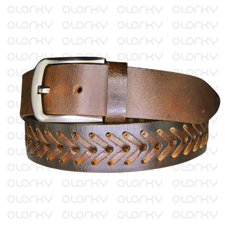 Hand-woven Leather Belt - Brown