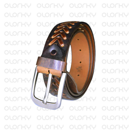 Hand-woven Leather Belt - Brown