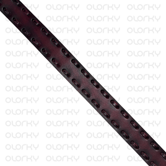 Hand-woven Leather Belt - Burgundy