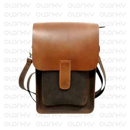 Vintage Leather Crossbody Bag - Brown/Tan