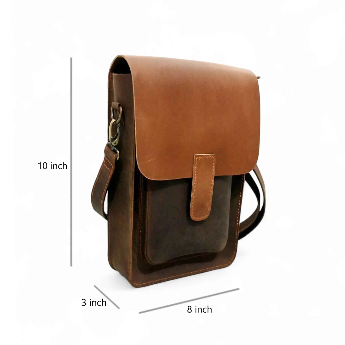 Vintage Leather Crossbody Bag - Brown/Tan