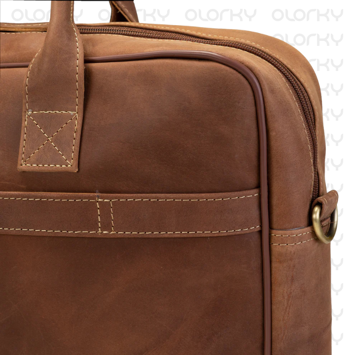 The Diplomat - Tan Leather Laptop Bag
