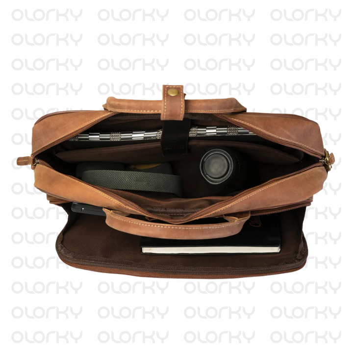 The Diplomat - Tan Leather Laptop Bag