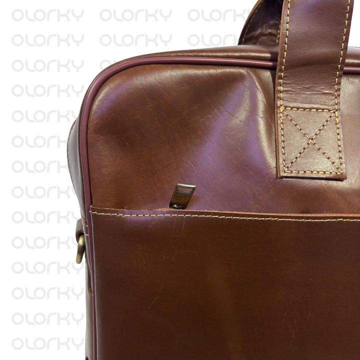 Vintage Leather Laptop Carry - Brown