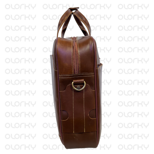 Vintage Leather Laptop Carry - Brown