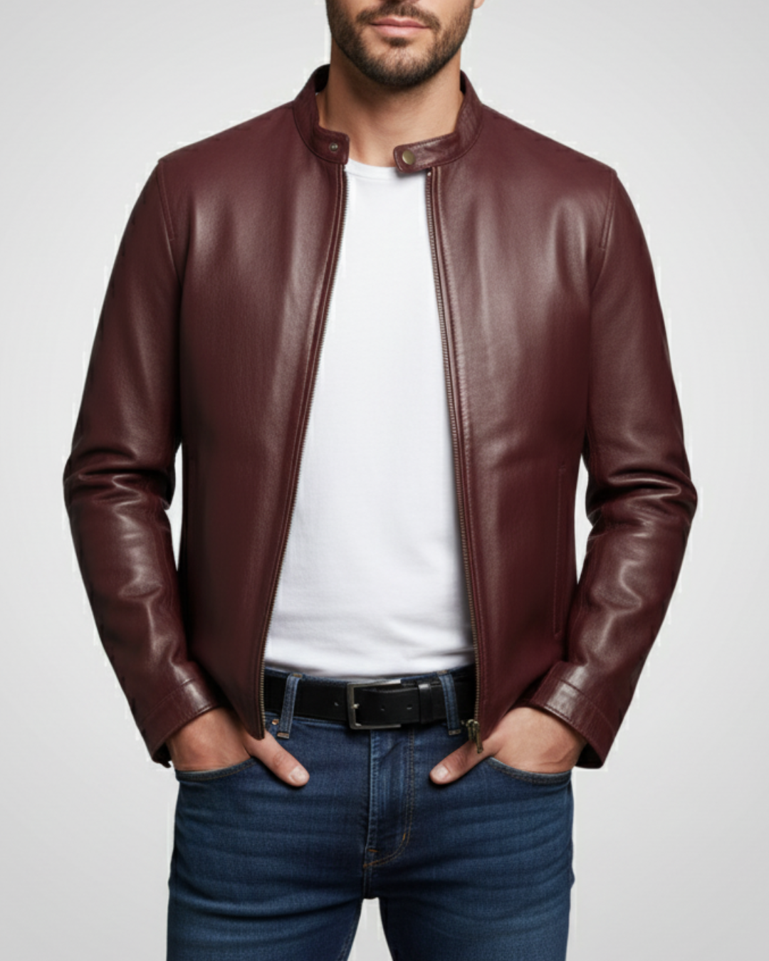 Phantom - (Burgundy) Sheep Leather Jacket