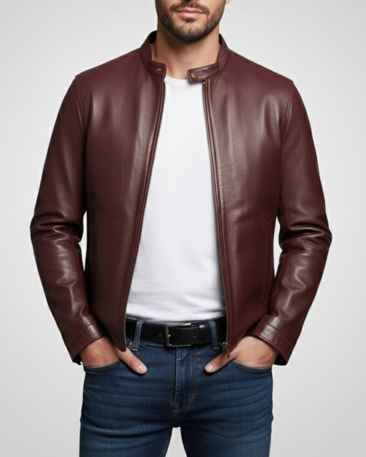 Phantom - (Burgundy) Sheep Leather Jacket