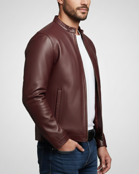 Phantom - (Burgundy) Sheep Leather Jacket