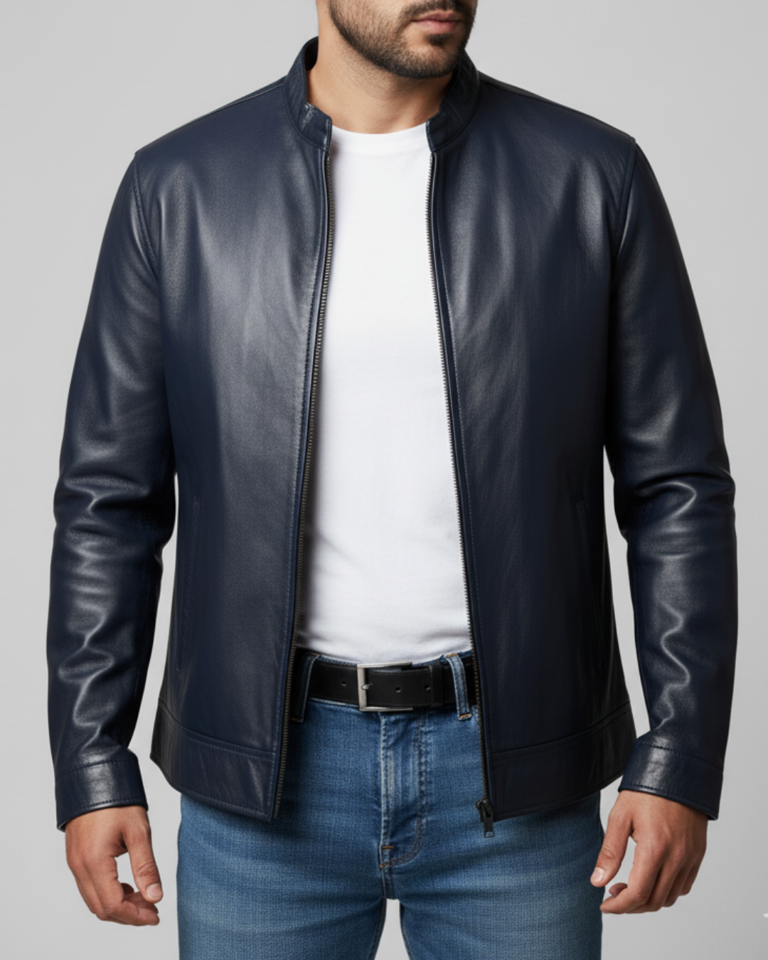 Phantom - (Navy Blue) Sheep Leather Jacket