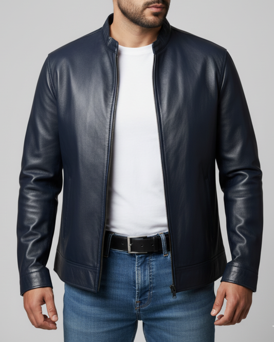 Phantom - (Navy Blue) Sheep Leather Jacket
