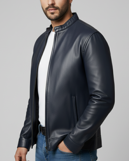 Phantom - (Navy Blue) Sheep Leather Jacket