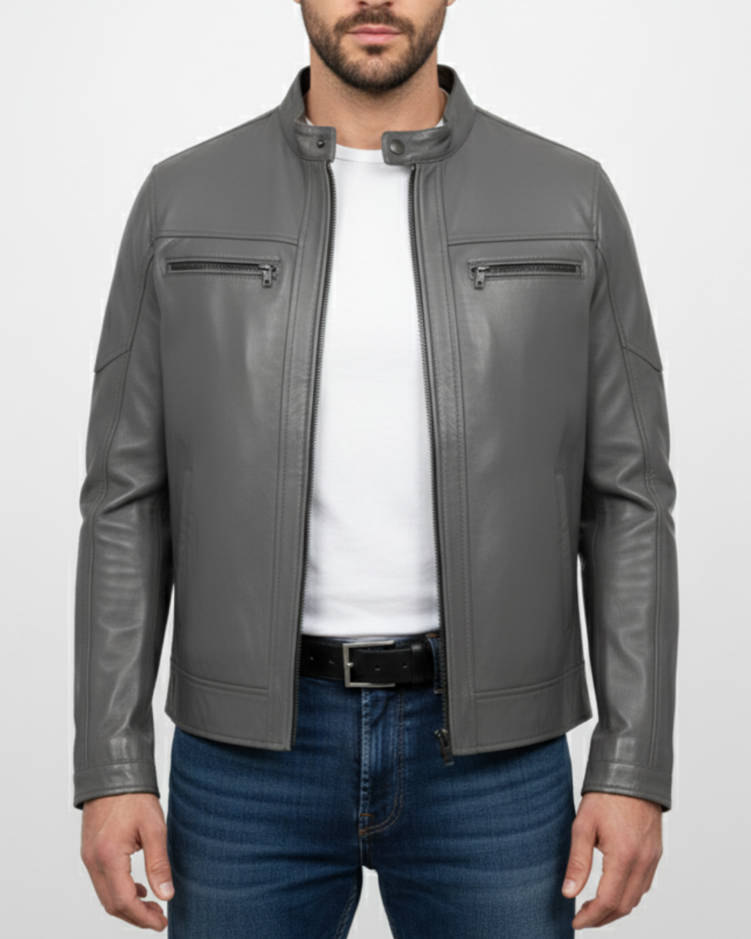 Rocco - (Grey) Sheep Leather Jacket