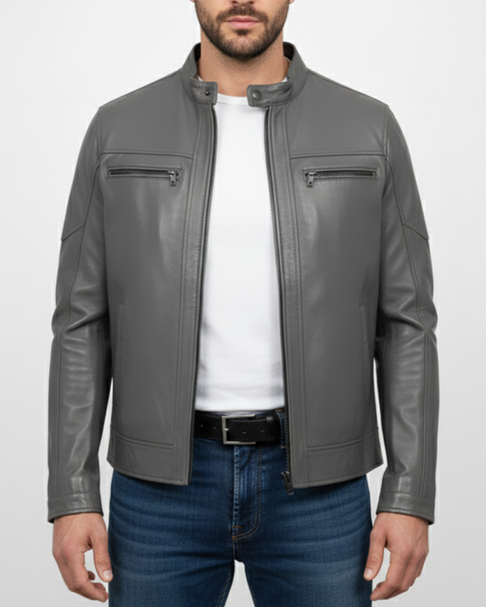 Rocco - (Grey) Sheep Leather Jacket