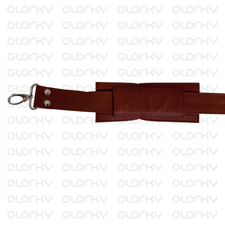 Stripped Leather Laptop Bag - Tan/White