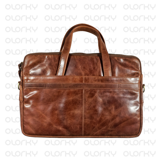 Analyst - Slim Tan Leather Laptop Bag
