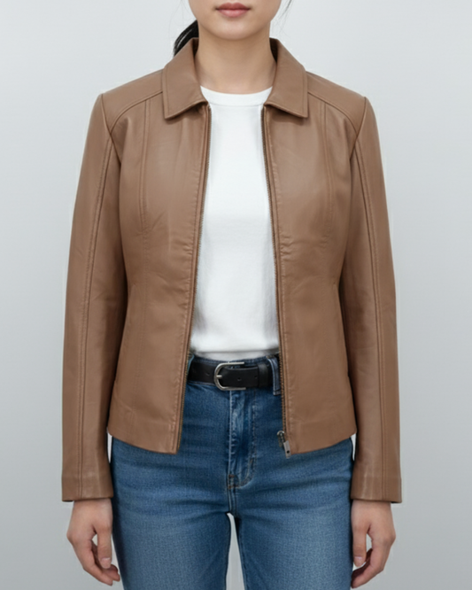 Ava - (Tan) Sheep Leather Jacket