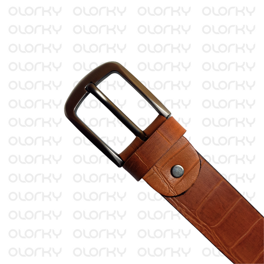 Textured Leather Belt - Mustard