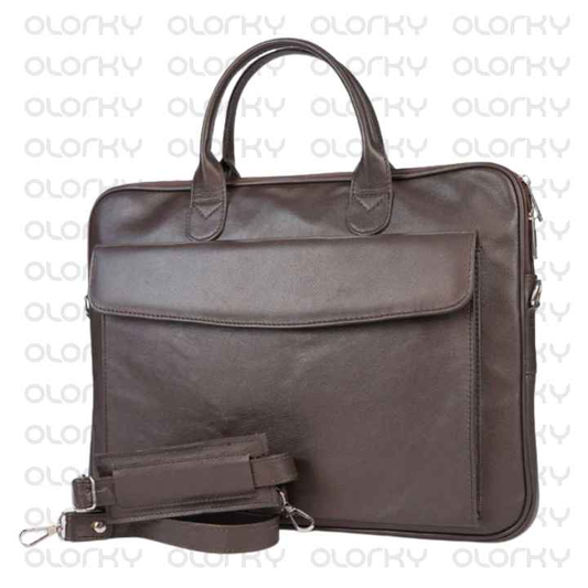 Alpine Leather Laptop Bag - Brown