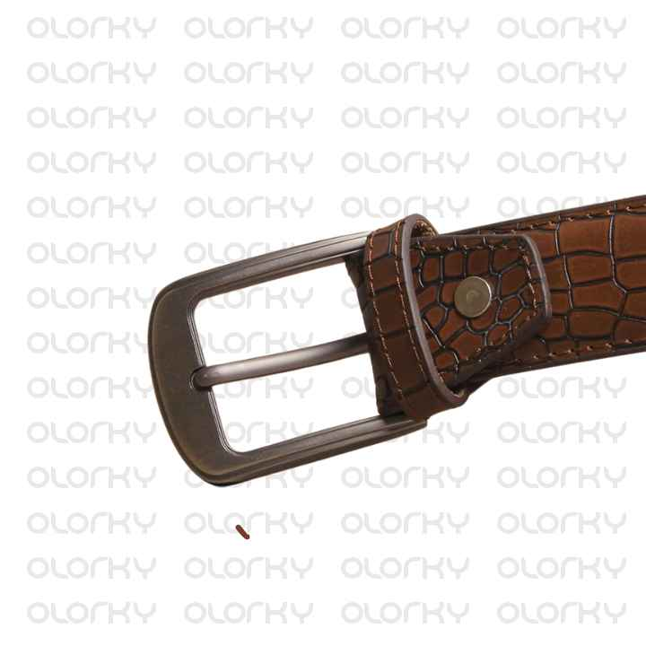 Crocodile Textured leather Belt - Brown