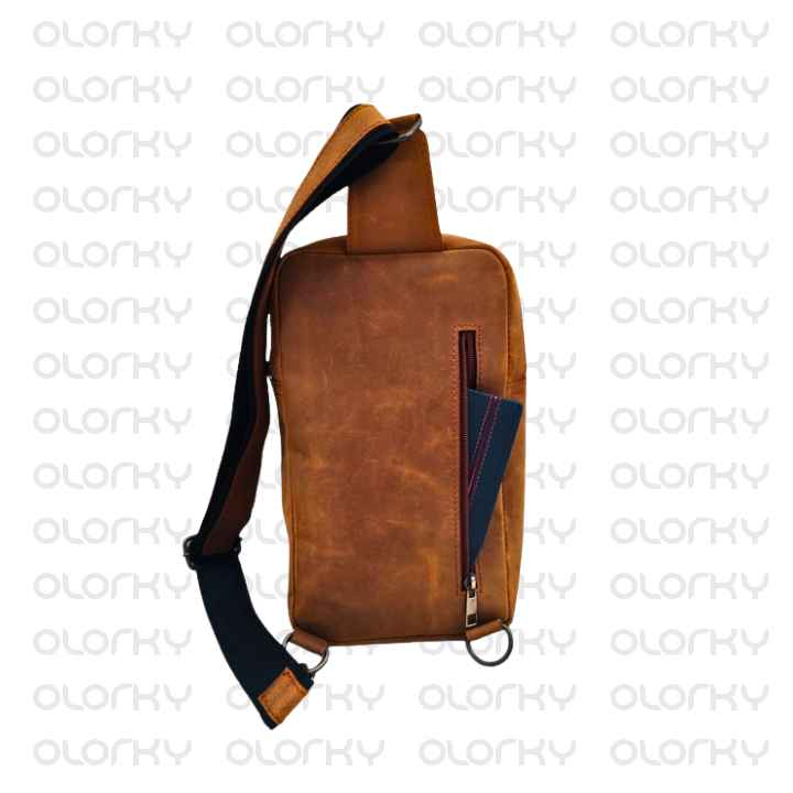 Vintage Leather Crossbody Bag - CAMEL