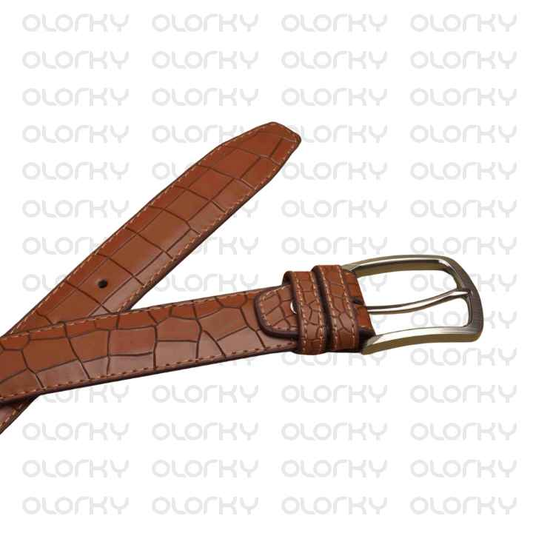 Crocodile Textured leather Belt - Mustard
