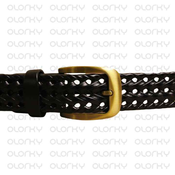 Braided Leather Belt - Black