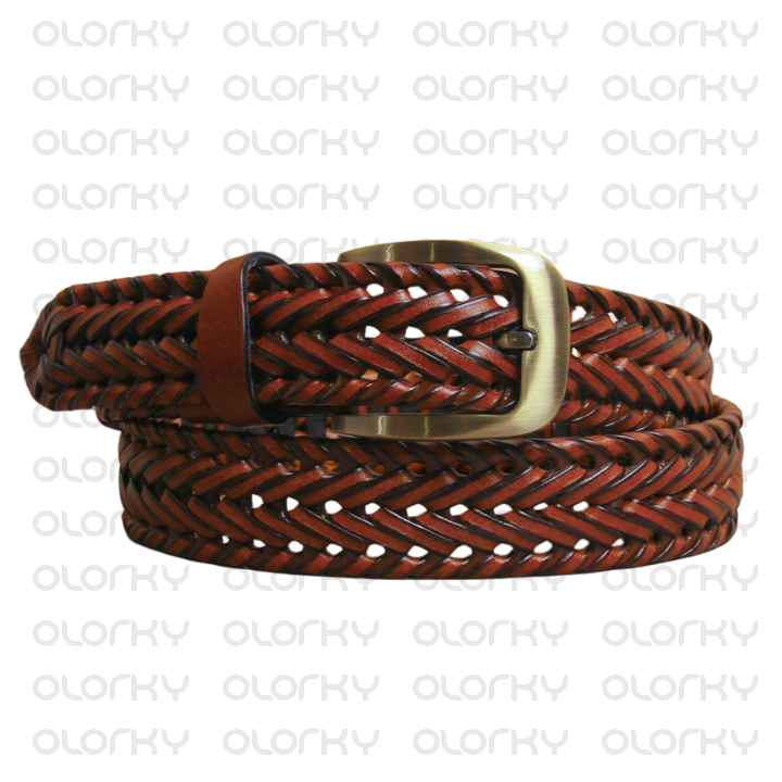 Braided Leather Belt - Tan