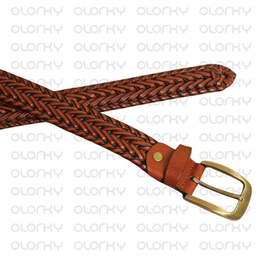 Braided Leather Belt - Tan