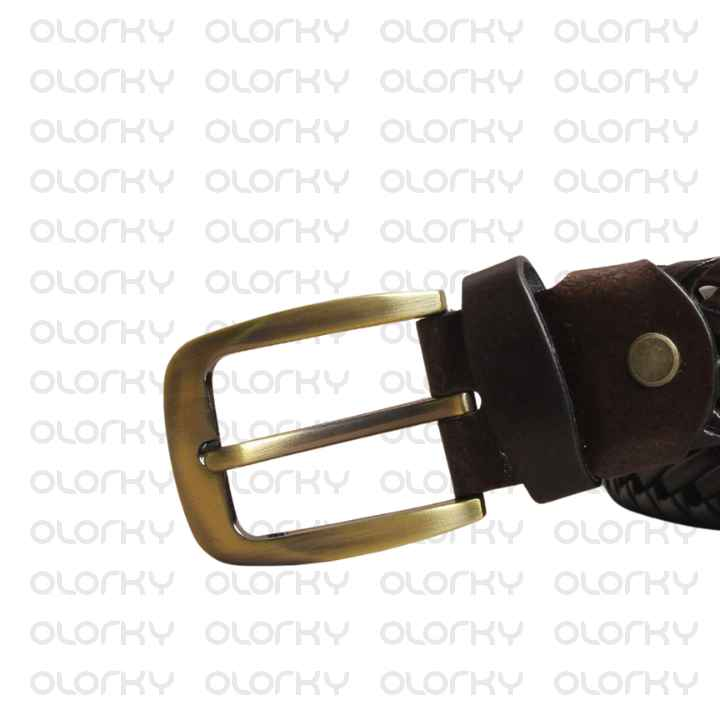 Braided Leather Belt - Brown