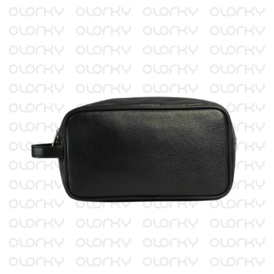 Leather Travel Dopp Kit - Black