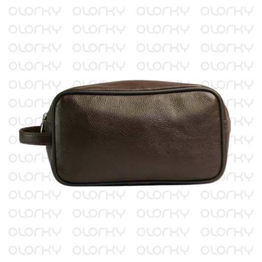 Leather Travel Dopp Kit - Brown
