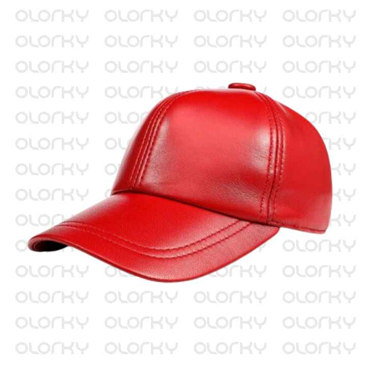 Red Leather Cap Unisex