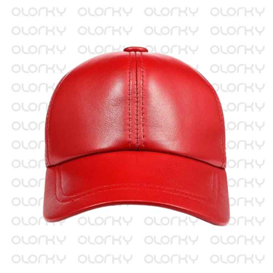 Red Leather Cap Unisex