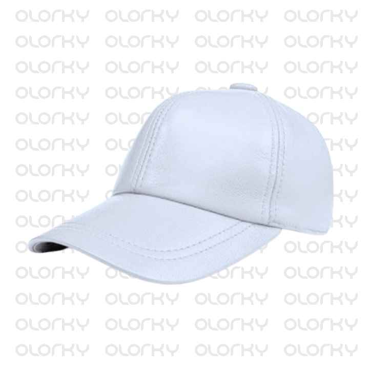 White Leather Cap Unisex