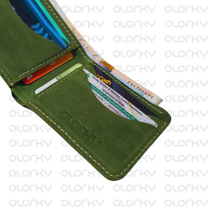 The Green Gleam | The Foldinator | Leather Bifold Wallet