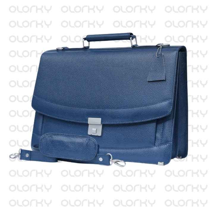 Blue CEO Messenger Leather Laptop Bag