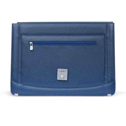 Blue CEO Messenger Leather Laptop Bag