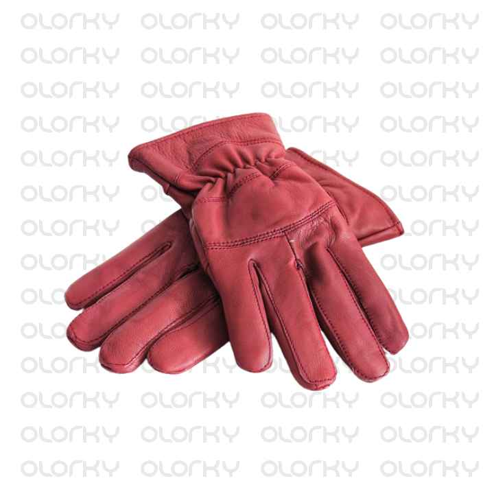 Dark Red Leather Gloves