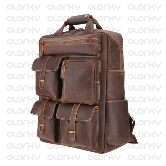 Chocolate Brown Adventurer Leather Backpack