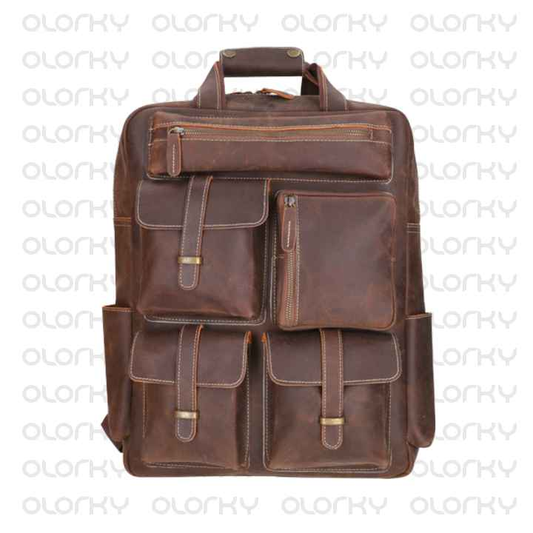 Chocolate Brown Adventurer Leather Backpack