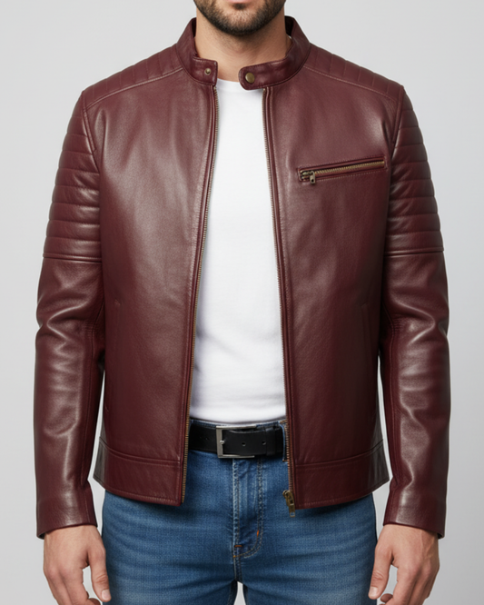 Puff - (Burgundy) Sheep Leather Jacket