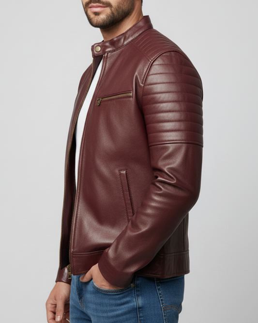 Puff - (Burgundy) Sheep Leather Jacket