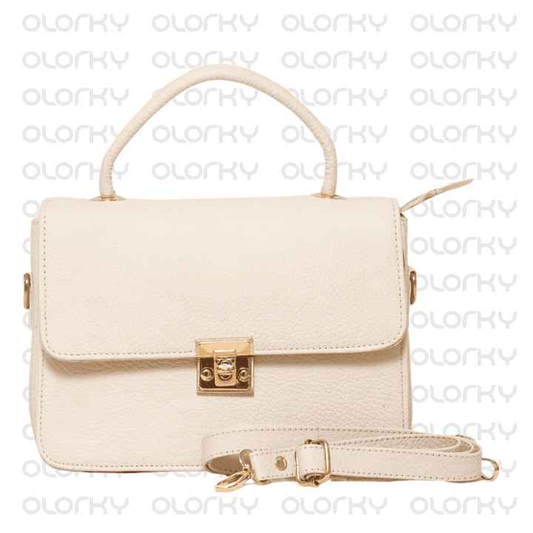 Off White Leather Hand Bag